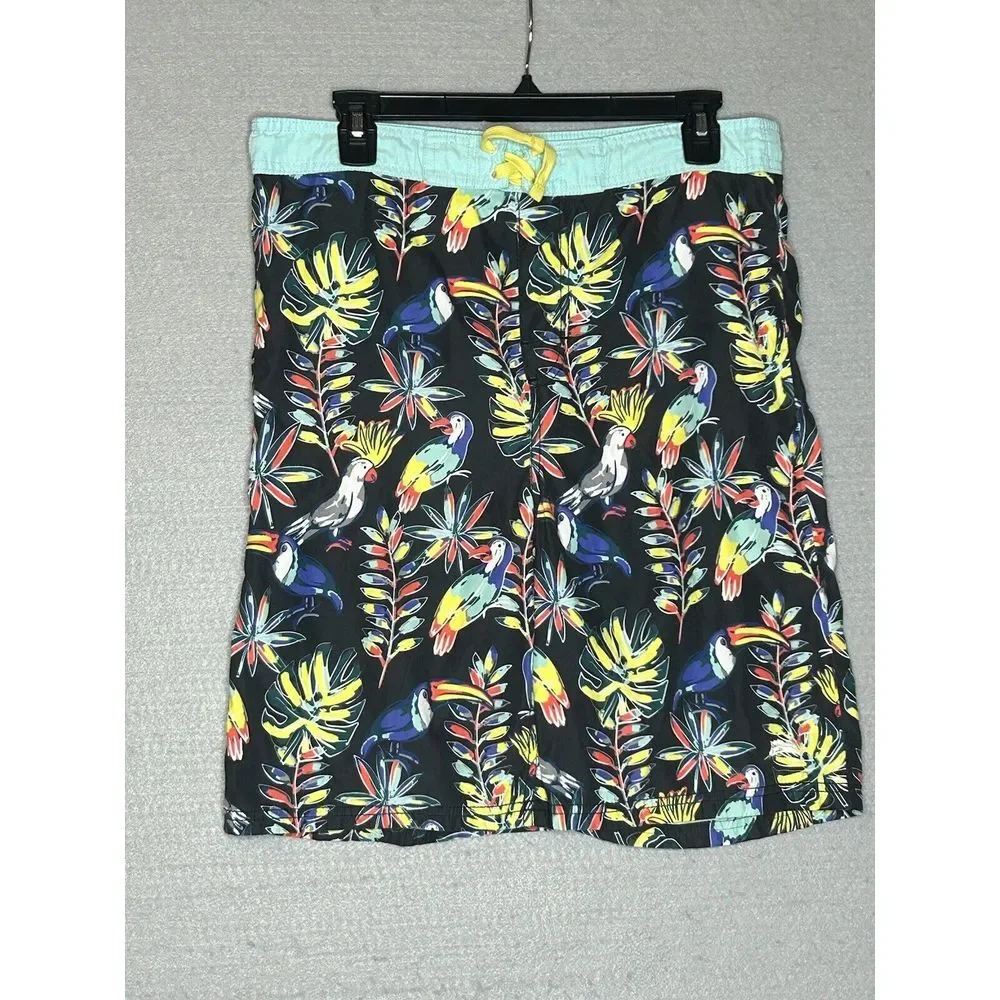 Tommy Bahama Mens XL Relaxed Board Shorts Black‎ Tropical Swim Trunks Inseam 9